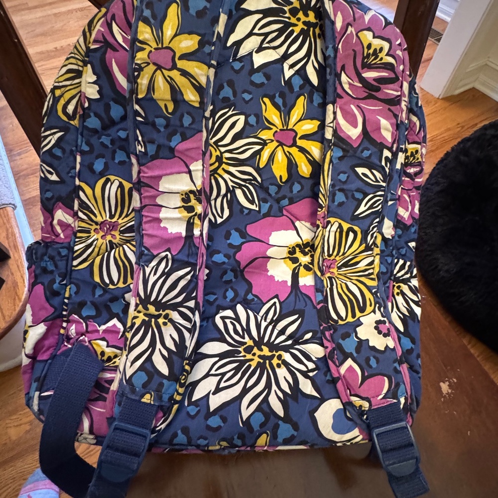 Vera Bradley African violet three compartment backpack bag blue purple flower